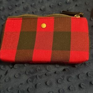 WindRiver Red and Brown Leather Zip Pouch